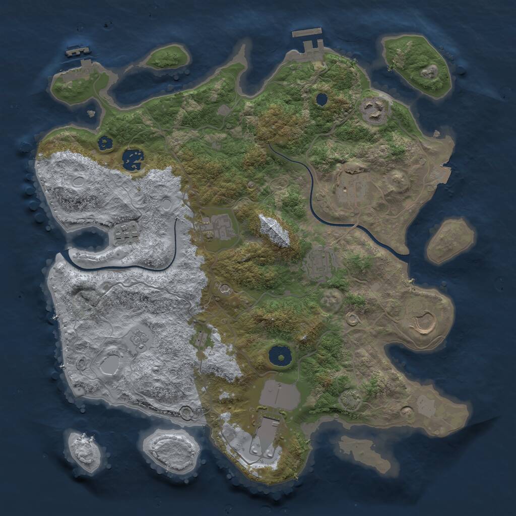 Rust Map: Procedural Map, Size: 3500, Seed: 1740196469, 14 Monuments