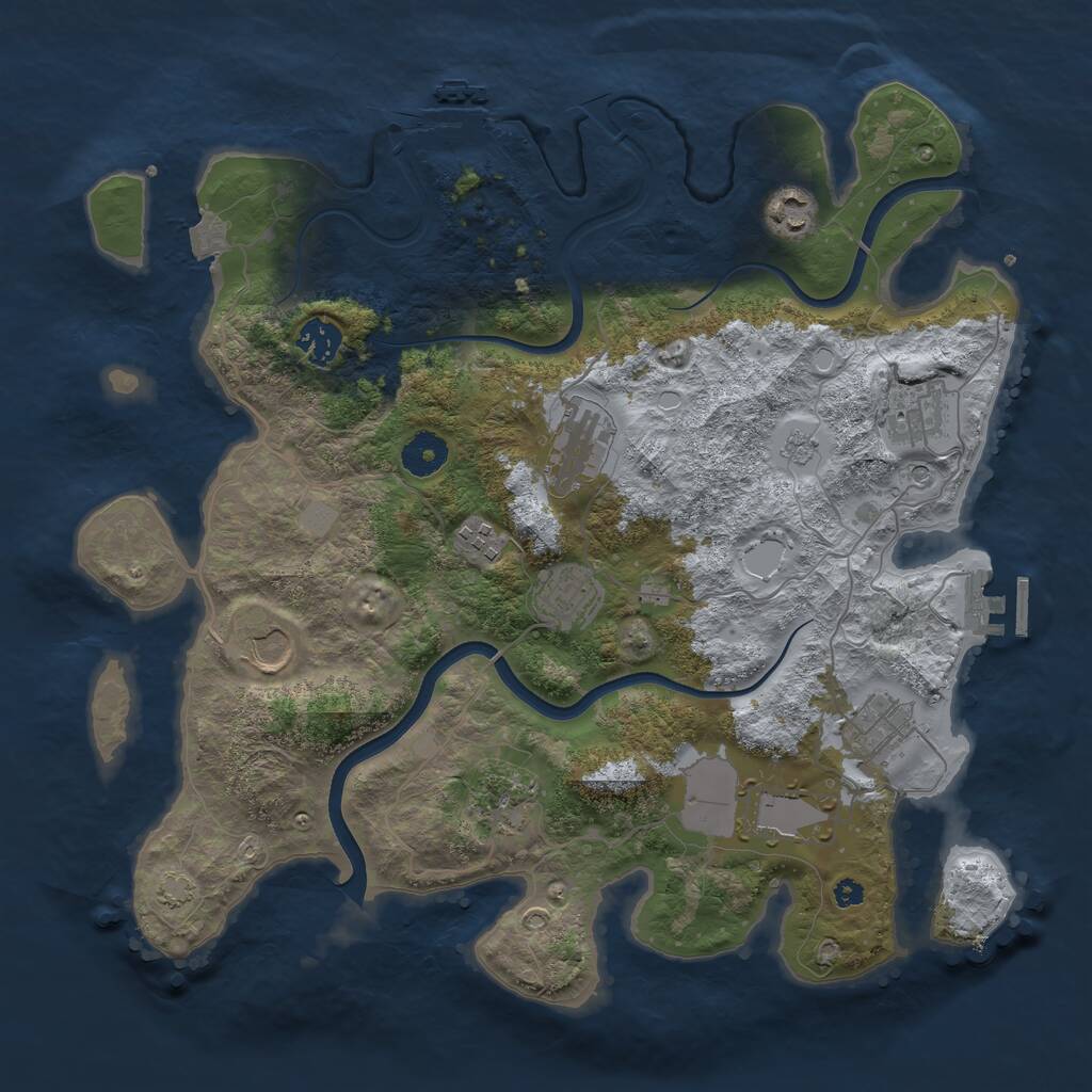 Rust Map: Procedural Map, Size: 3700, Seed: 2011025023, 16 Monuments