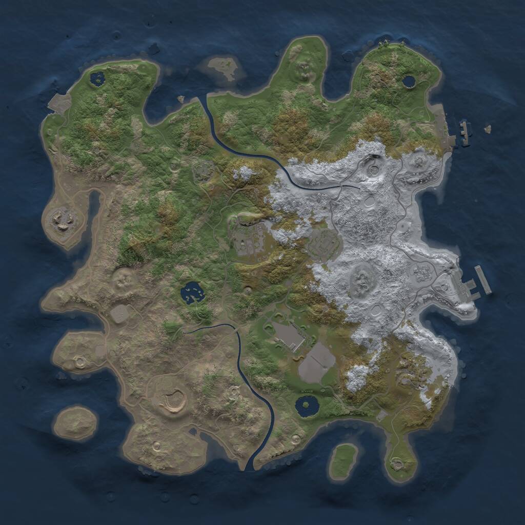 Rust Map: Procedural Map, Size: 3500, Seed: 302561107, 13 Monuments
