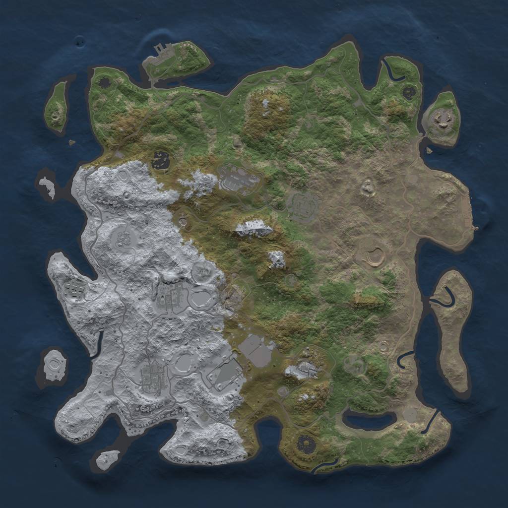 Rust Map: Procedural Map, Size: 4000, Seed: 837905, 19 Monuments