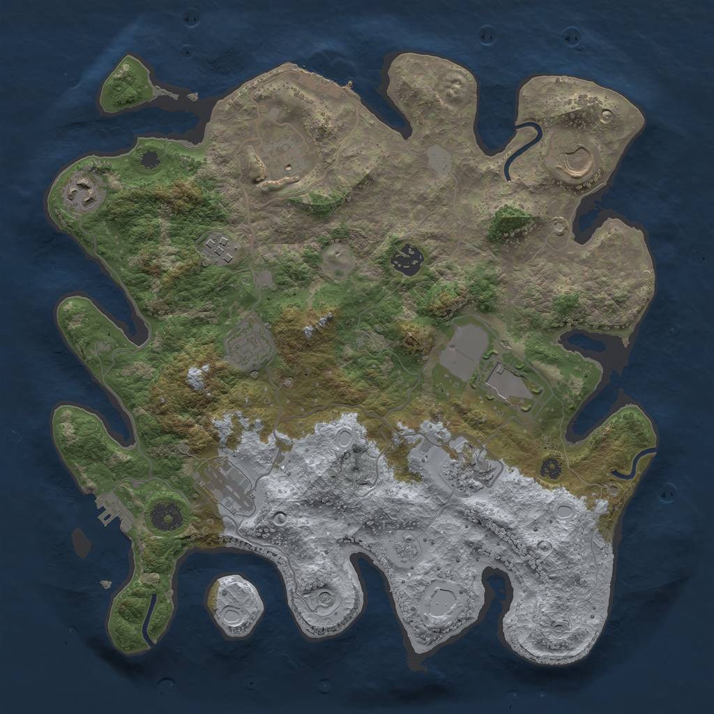 Rust Map: Procedural Map, Size: 3500, Seed: 1254895491, 18 Monuments