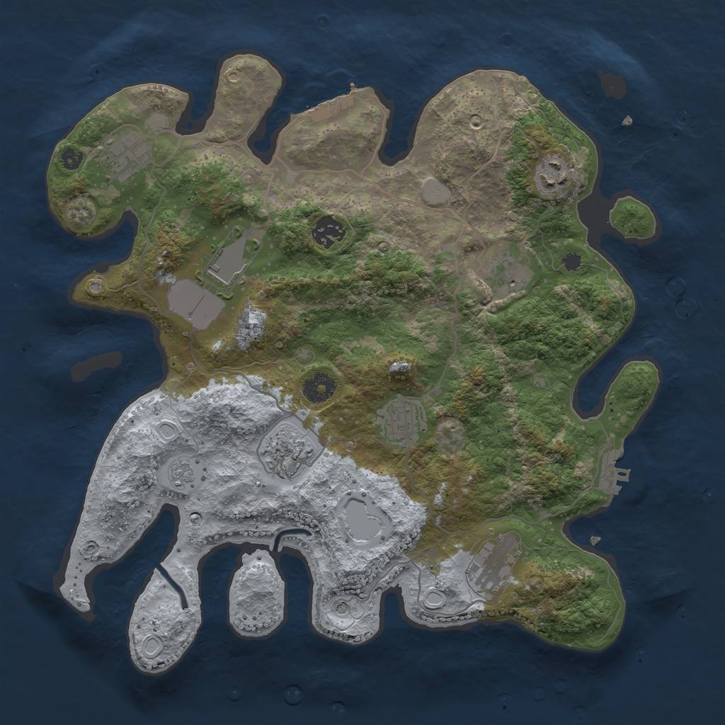 Rust Map: Procedural Map, Size: 3500, Seed: 4809622, 15 Monuments