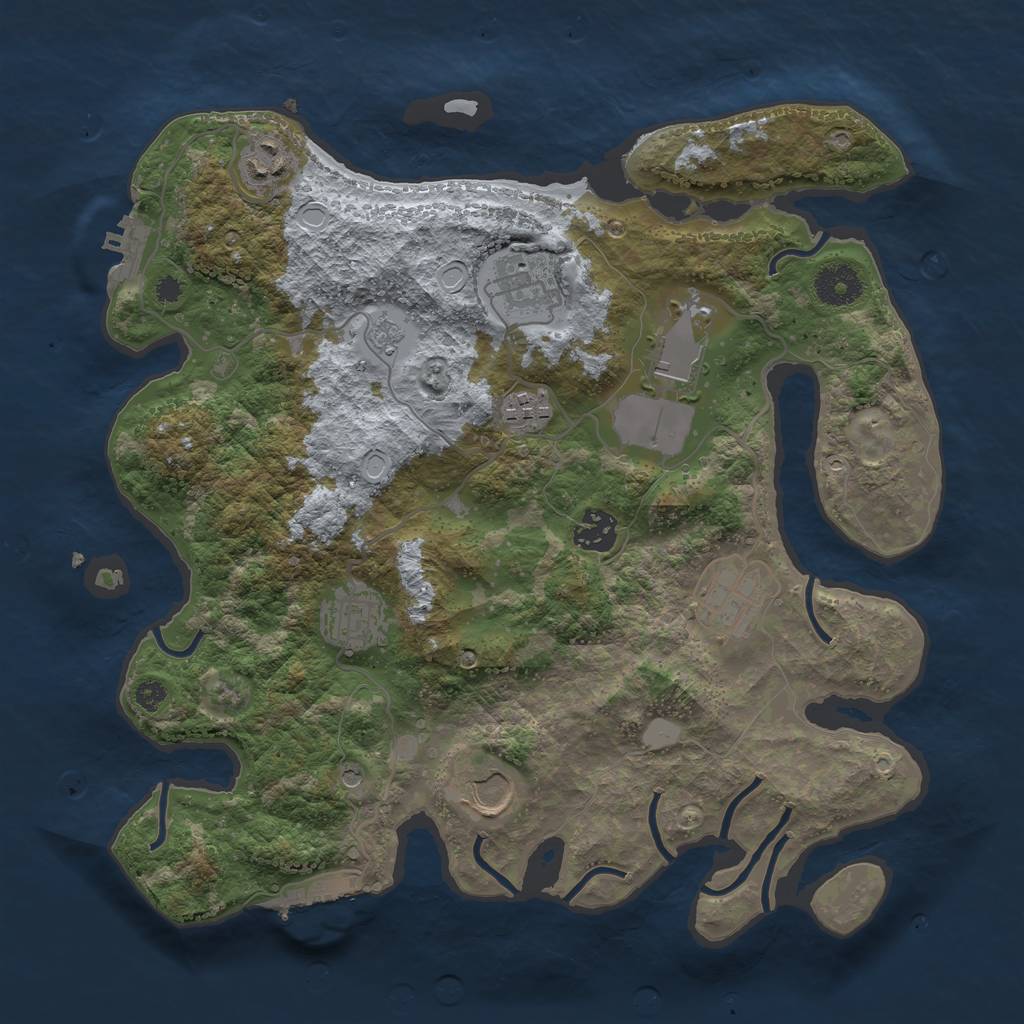 Rust Map: Procedural Map, Size: 3500, Seed: 147520537, 17 Monuments