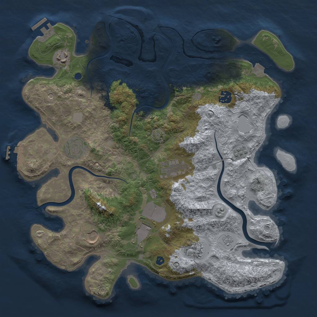 Rust Map: Procedural Map, Size: 3600, Seed: 1176394456, 14 Monuments