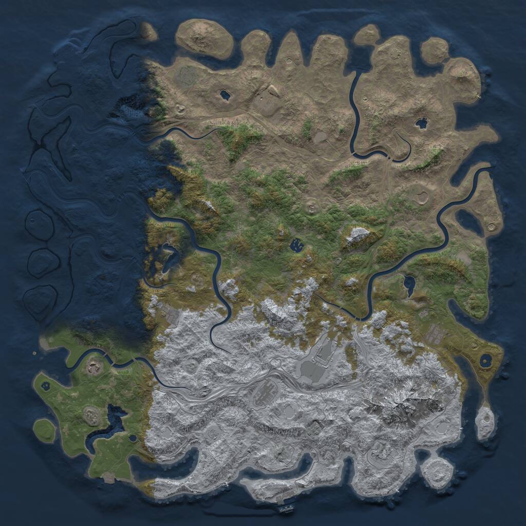 Rust Map: Procedural Map, Size: 6000, Seed: 1541910956, 17 Monuments