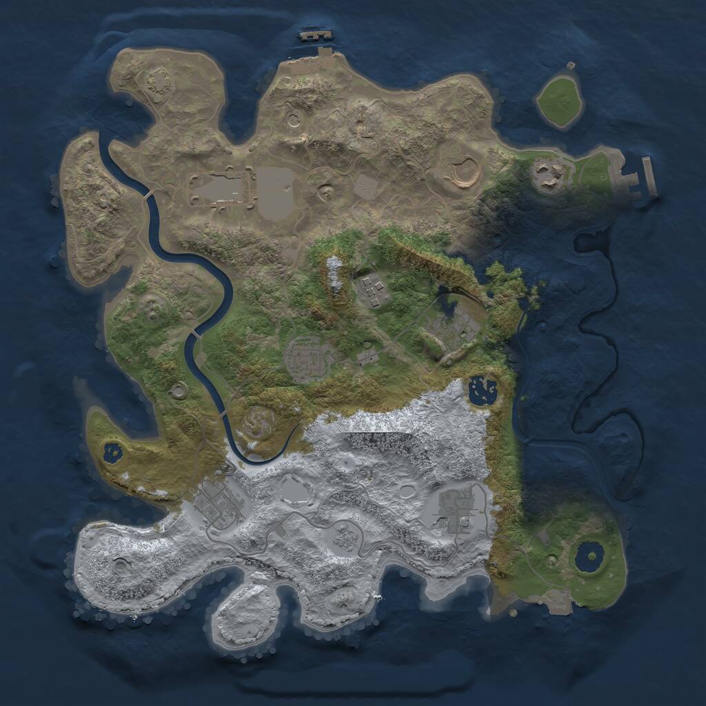Rust Map: Procedural Map, Size: 3500, Seed: 883478565, 15 Monuments