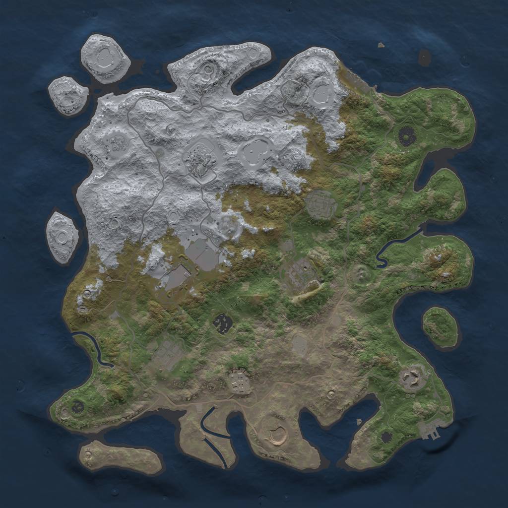 Rust Map: Procedural Map, Size: 4000, Seed: 23713, 18 Monuments