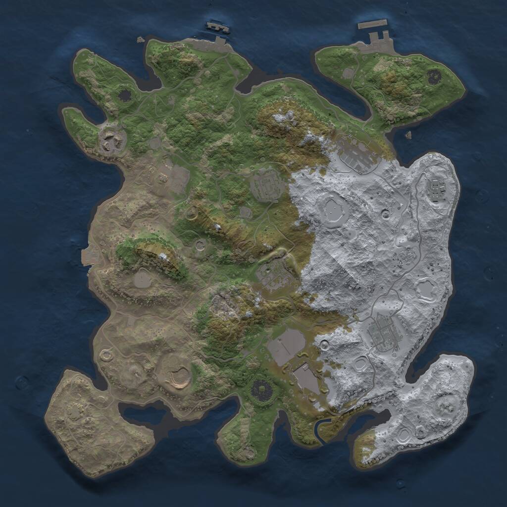 Rust Map: Procedural Map, Size: 3500, Seed: 741678289, 15 Monuments