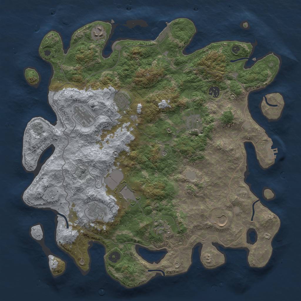 Rust Map: Procedural Map, Size: 4000, Seed: 1618033862, 19 Monuments