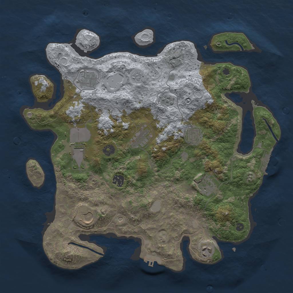 Rust Map: Procedural Map, Size: 3700, Seed: 1318612269, 18 Monuments