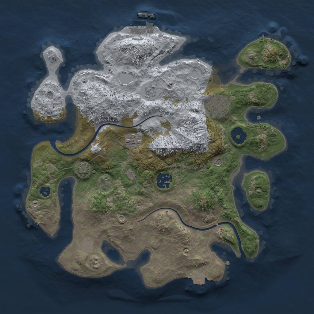 Rust Map: Procedural Map, Size: 3000, Seed: 1398348058, 8 Monuments