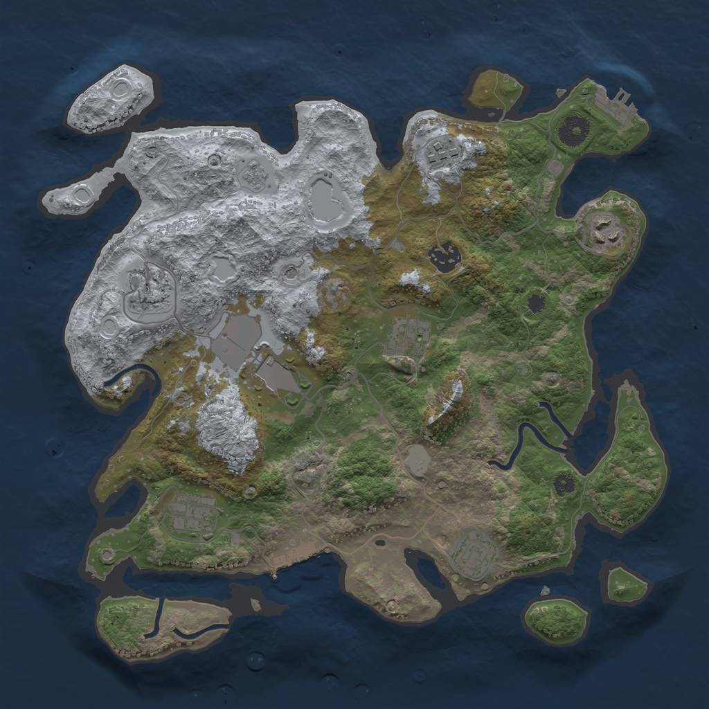 Rust Map: Procedural Map, Size: 3500, Seed: 683750268, 17 Monuments