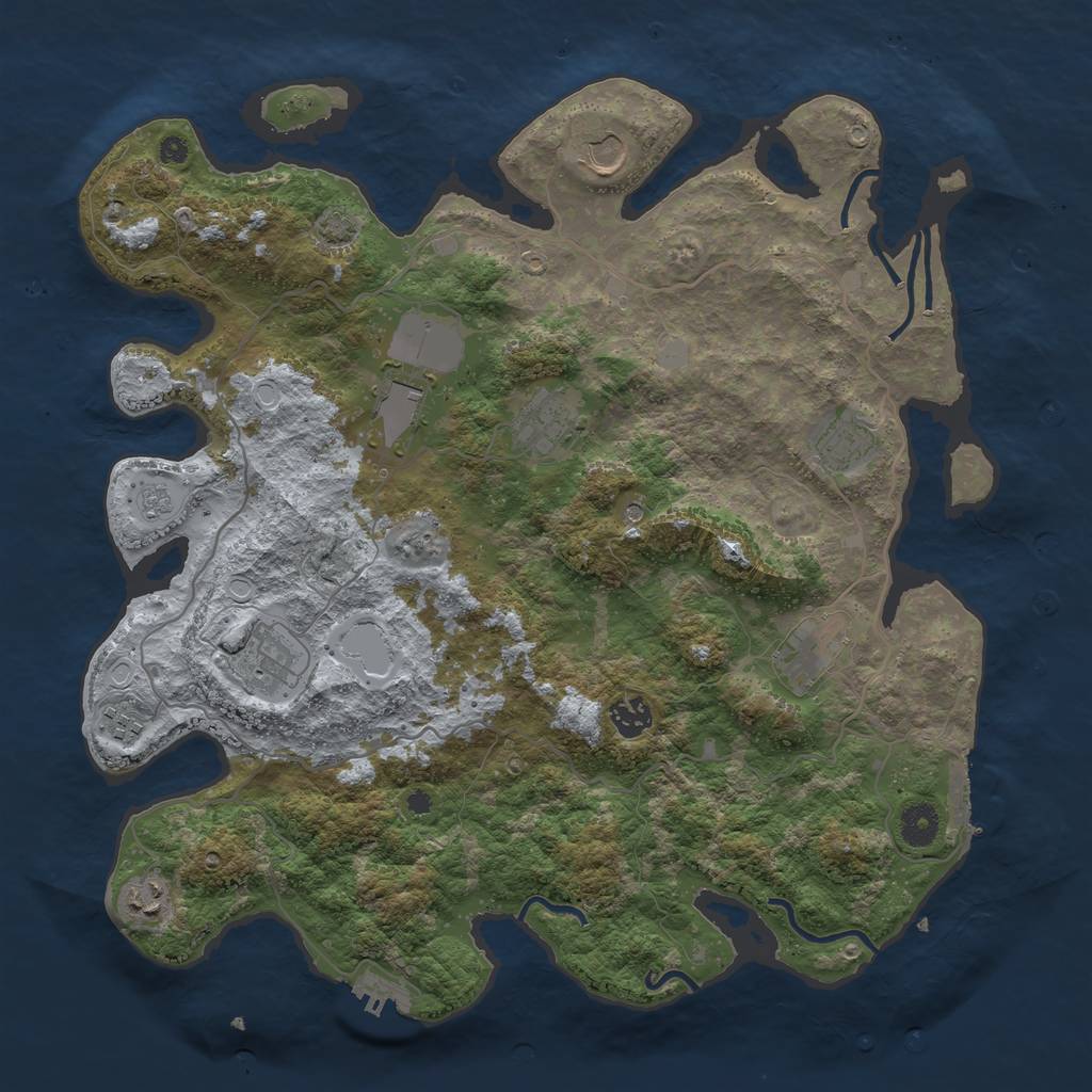 Rust Map: Procedural Map, Size: 4000, Seed: 334525695, 17 Monuments