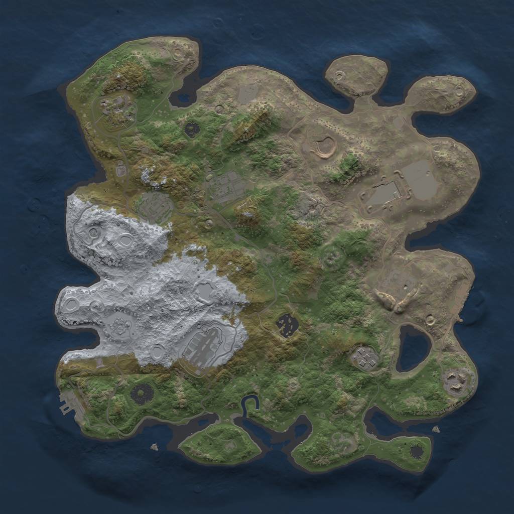 Rust Map: Procedural Map, Size: 3500, Seed: 72974306, 19 Monuments