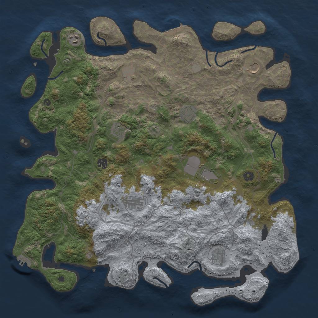 Rust Map: Procedural Map, Size: 4500, Seed: 52399, 19 Monuments