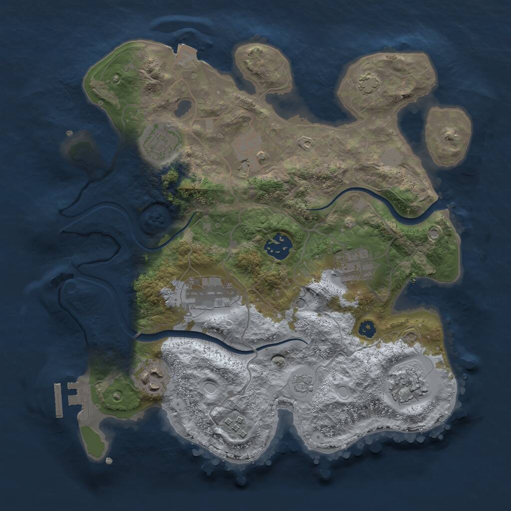 Rust Map: Procedural Map, Size: 3000, Seed: 9872, 13 Monuments