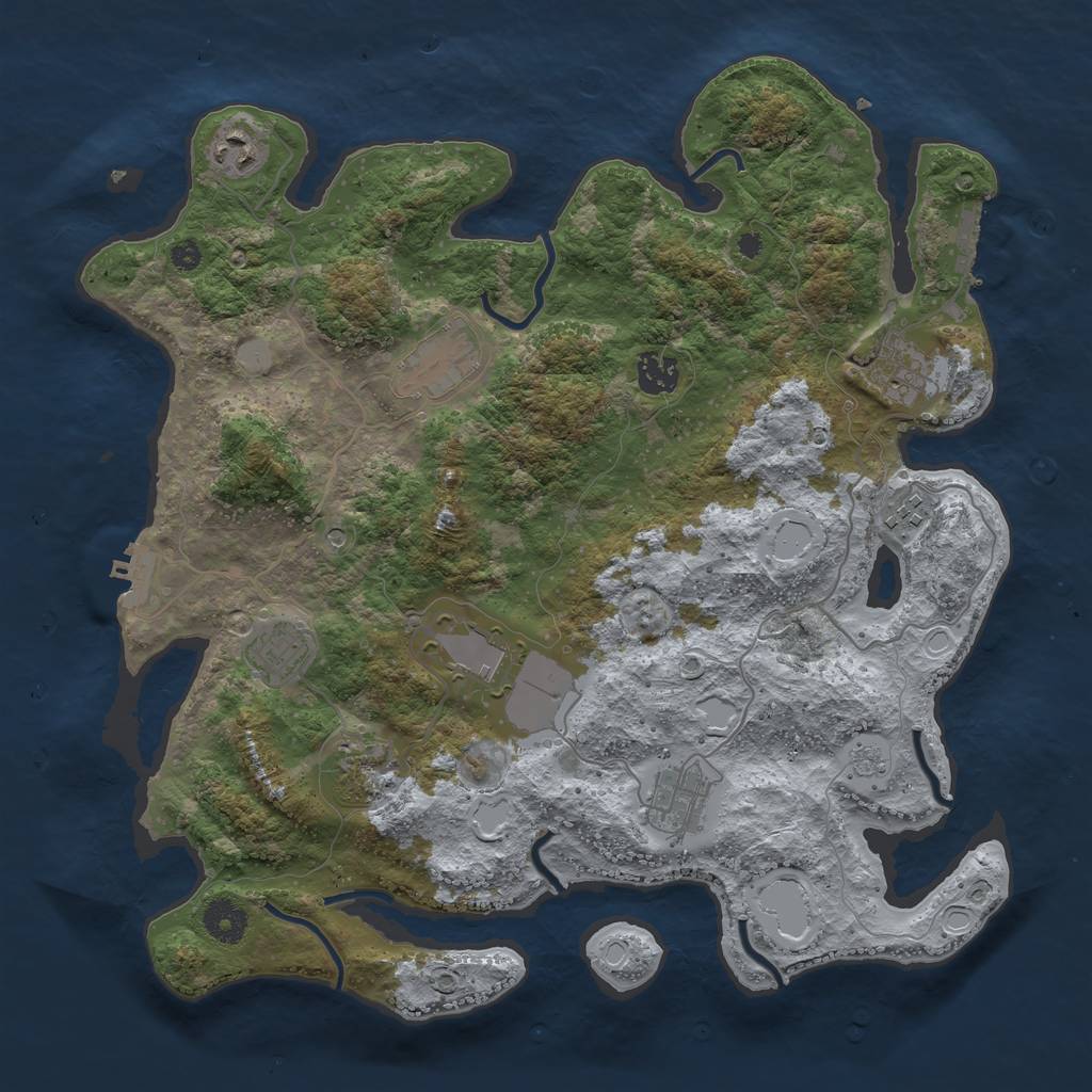 Rust Map: Procedural Map, Size: 3750, Seed: 263820, 18 Monuments