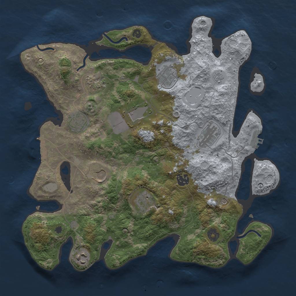 Rust Map: Procedural Map, Size: 3500, Seed: 68569283, 18 Monuments