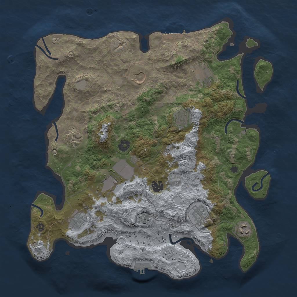 Rust Map: Procedural Map, Size: 3750, Seed: 930419732, 19 Monuments