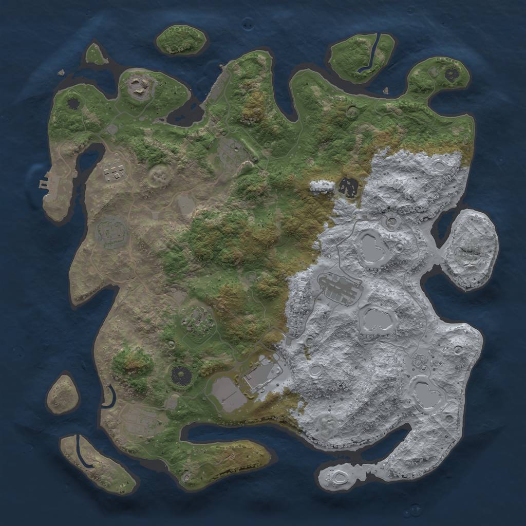 Rust Map: Procedural Map, Size: 3900, Seed: 1263104701, 18 Monuments