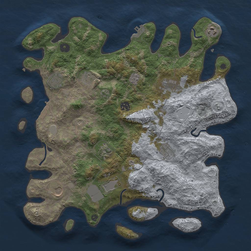 Rust Map: Procedural Map, Size: 3850, Seed: 1199361070, 19 Monuments