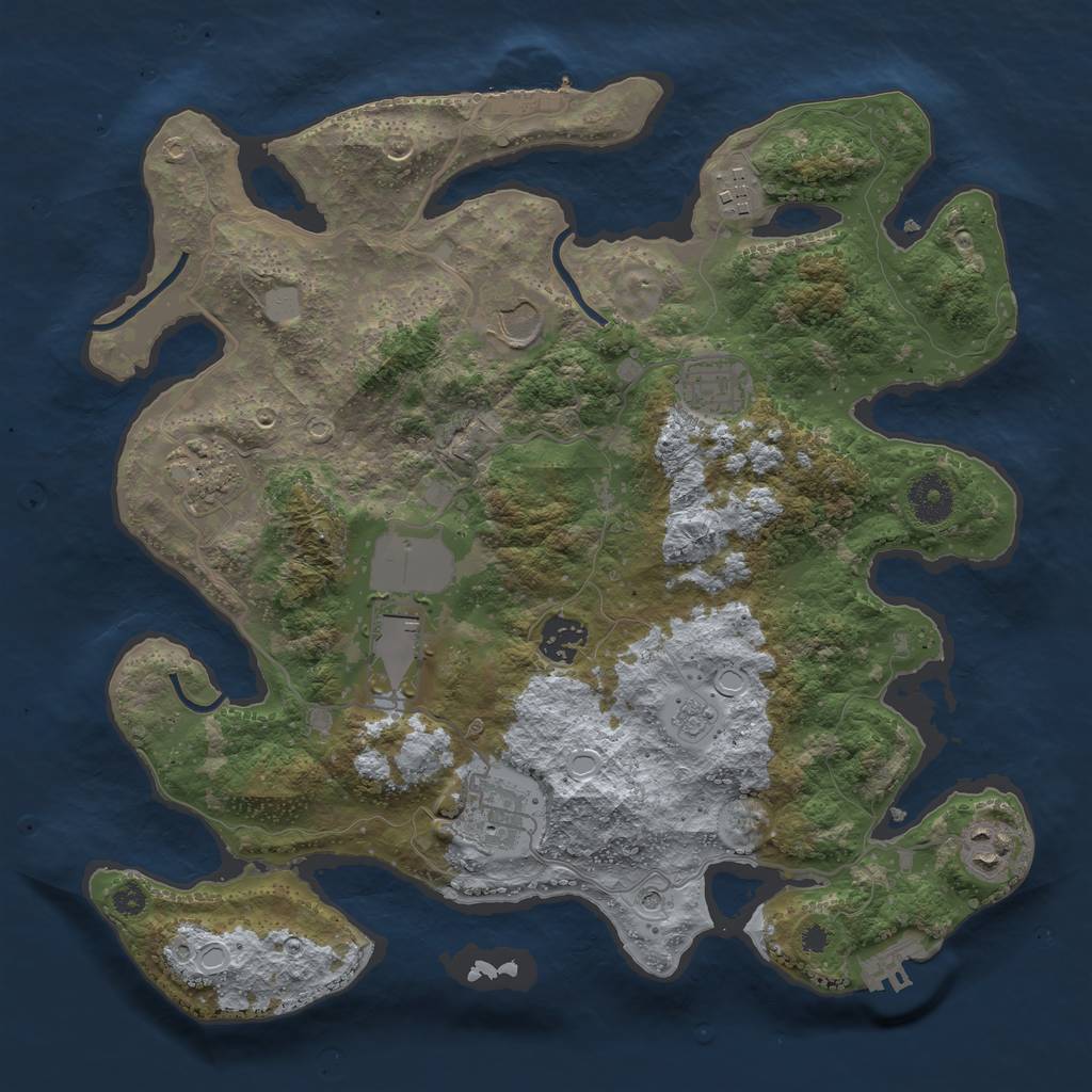 Rust Map: Procedural Map, Size: 3500, Seed: 473094018, 17 Monuments