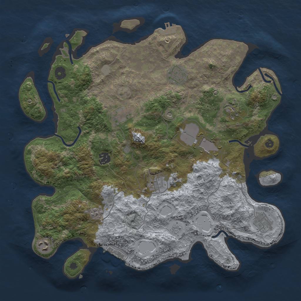 Rust Map: Procedural Map, Size: 3700, Seed: 449449177, 16 Monuments
