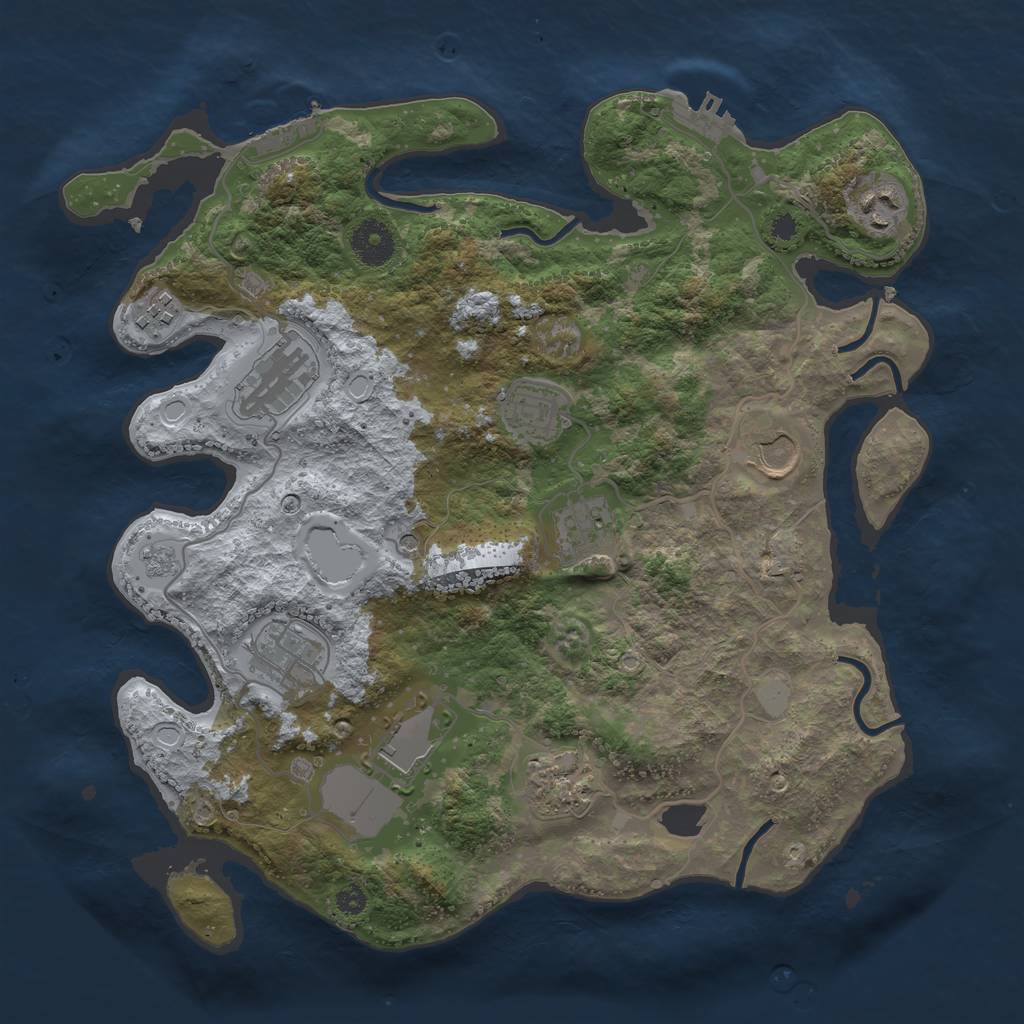 Rust Map: Procedural Map, Size: 3500, Seed: 97119639, 18 Monuments
