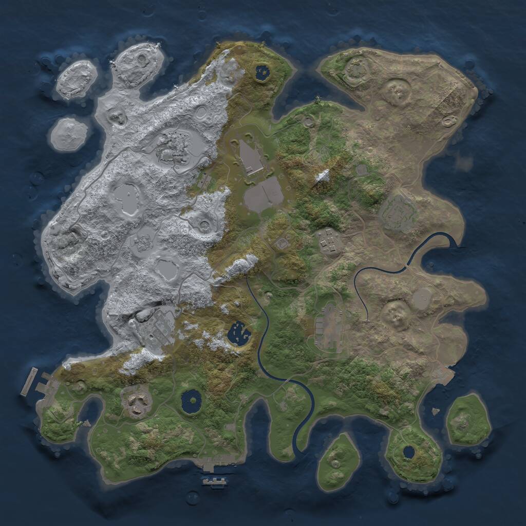 Rust Map: Procedural Map, Size: 3500, Seed: 96890051, 14 Monuments