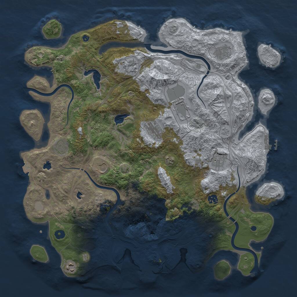 Rust Map: Procedural Map, Size: 4500, Seed: 476359, 16 Monuments