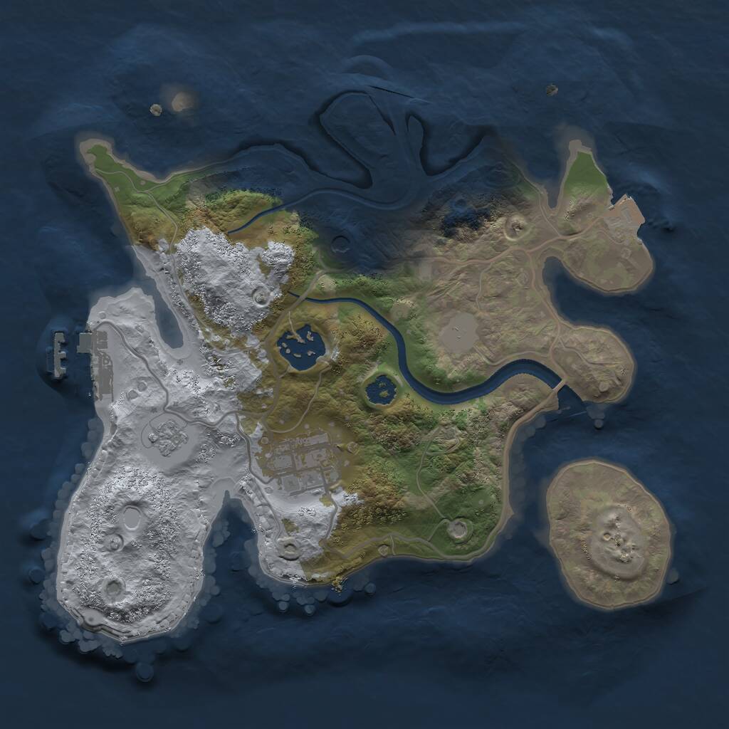 Rust Map: Procedural Map, Size: 2500, Seed: 13830, 6 Monuments
