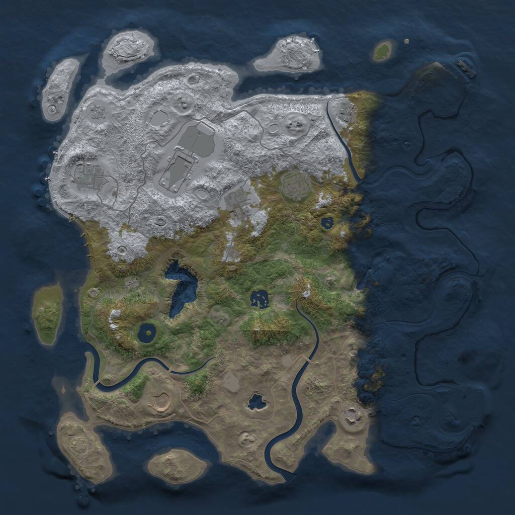 Rust Map: Procedural Map, Size: 4000, Seed: 25566, 14 Monuments