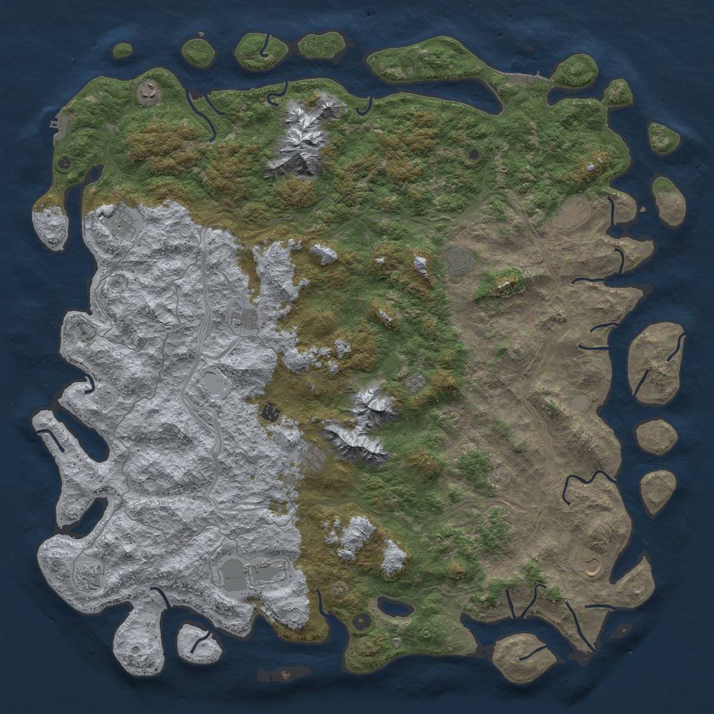 Rust Map: Procedural Map, Size: 6000, Seed: 963254, 20 Monuments
