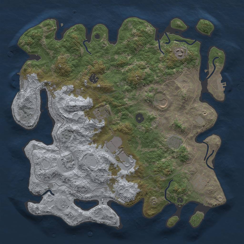 Rust Map: Procedural Map, Size: 4000, Seed: 283566, 18 Monuments