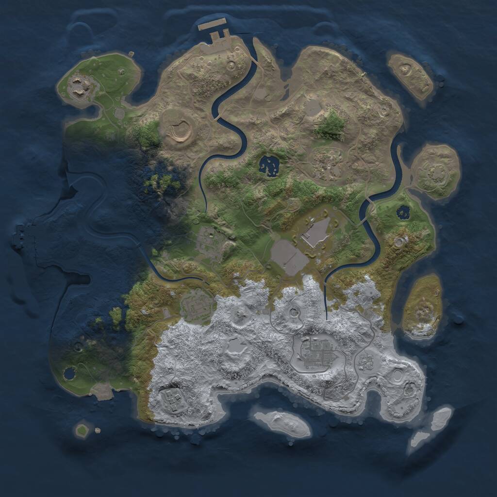 Rust Map: Procedural Map, Size: 3500, Seed: 82415557, 15 Monuments