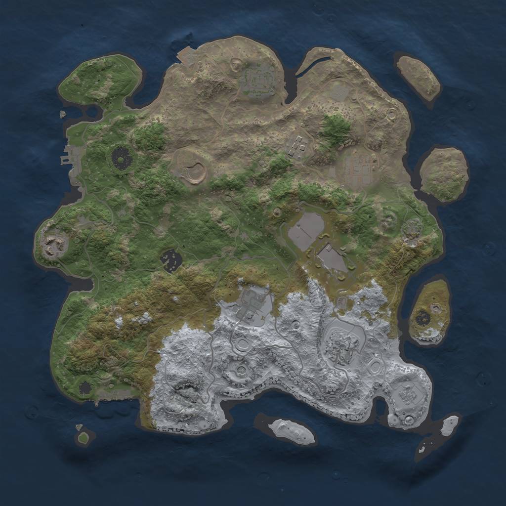 Rust Map: Procedural Map, Size: 3500, Seed: 82415557, 17 Monuments