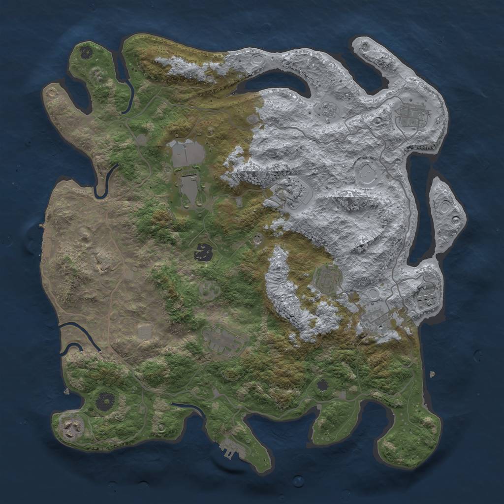 Rust Map: Procedural Map, Size: 4000, Seed: 319865, 18 Monuments
