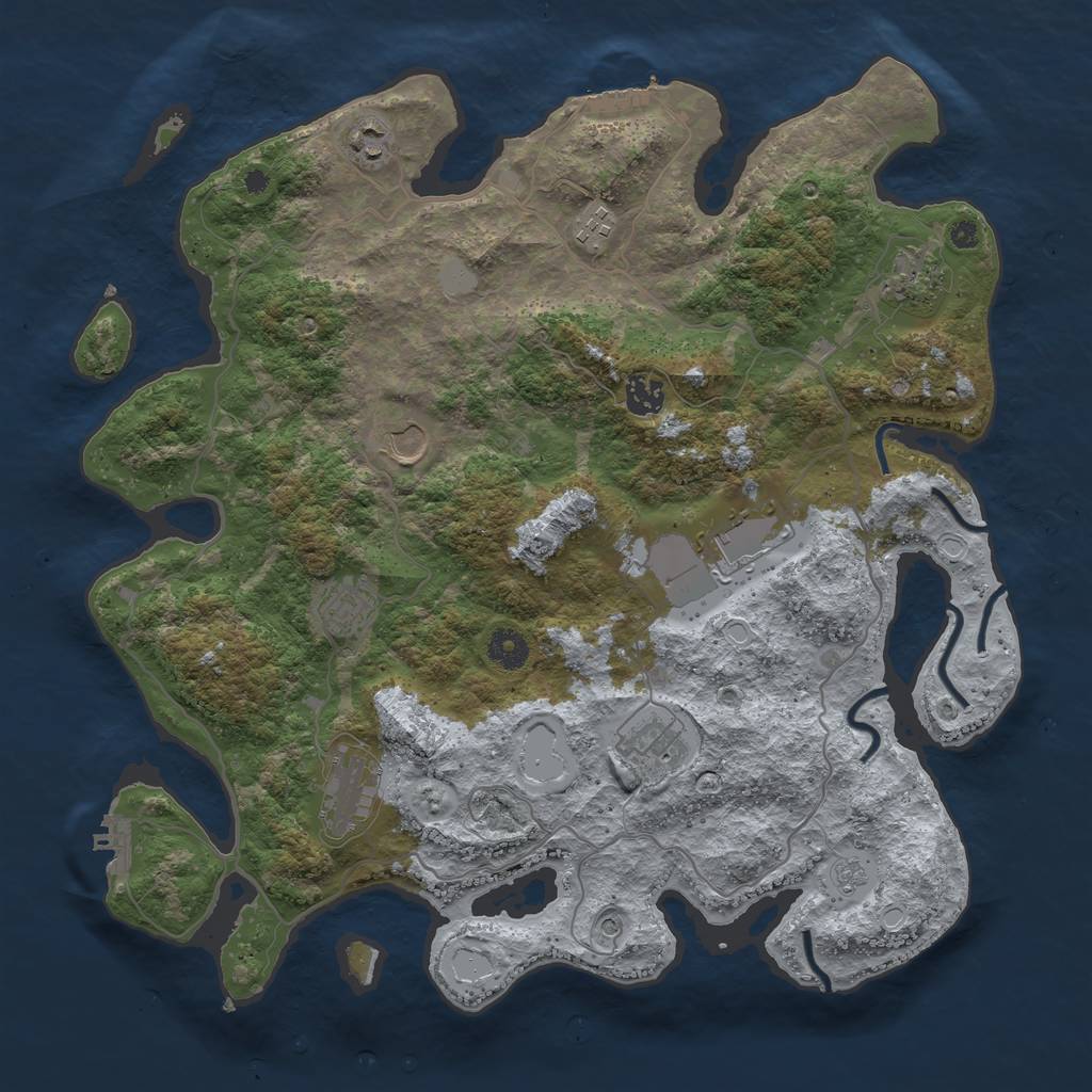 Rust Map: Procedural Map, Size: 4000, Seed: 633417, 18 Monuments