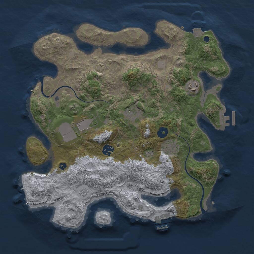 Rust Map: Procedural Map, Size: 3500, Seed: 46070067, 11 Monuments