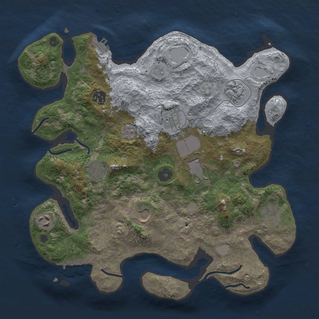 Rust Map: Procedural Map, Size: 3500, Seed: 551391228, 17 Monuments