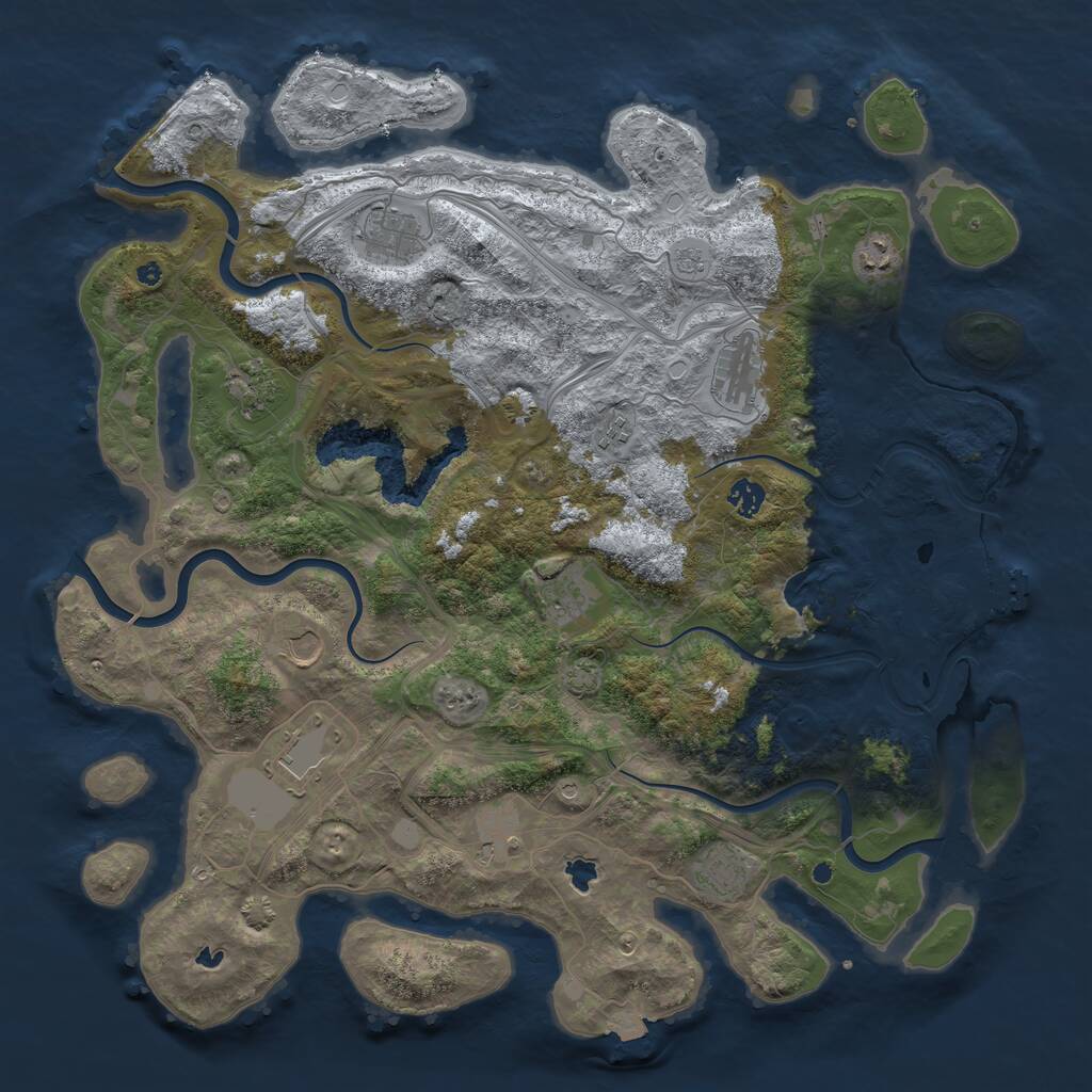 Rust Map: Procedural Map, Size: 4500, Seed: 1000219140, 16 Monuments