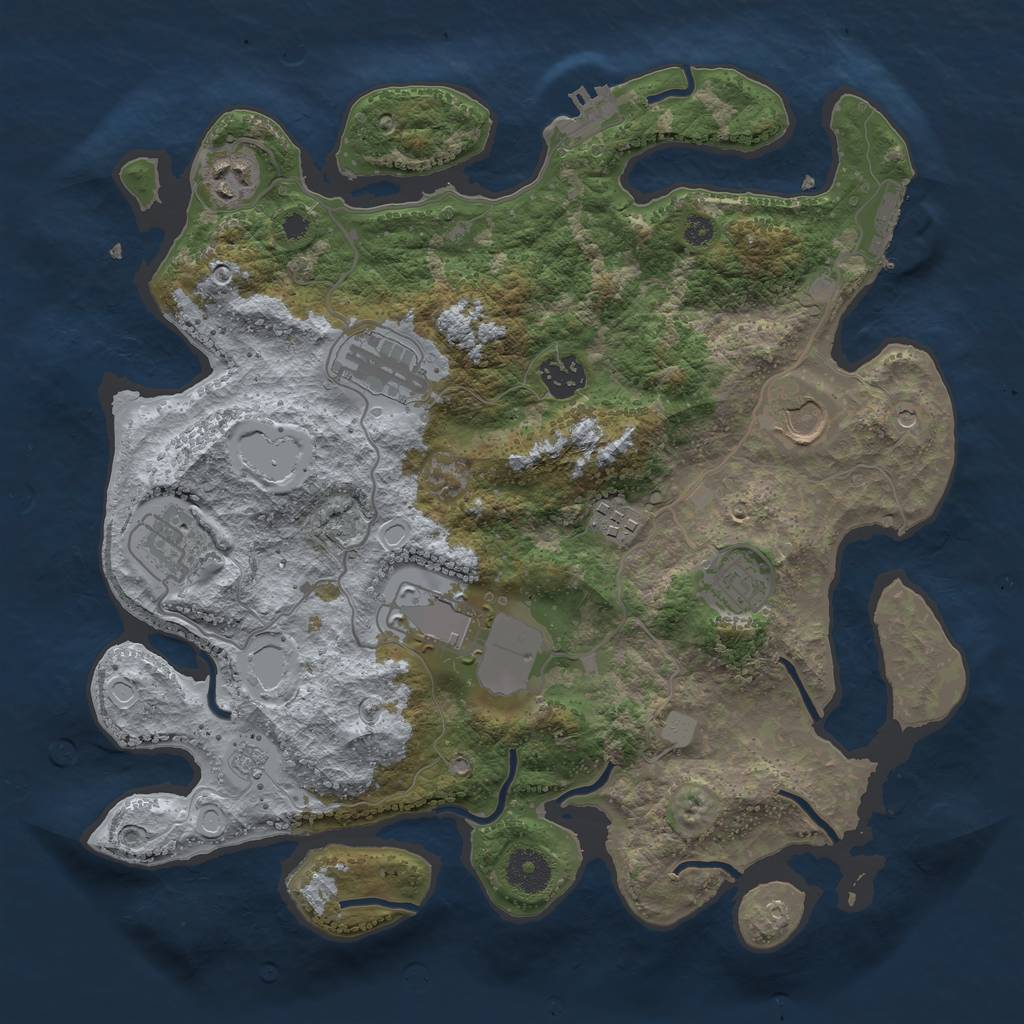 Rust Map: Procedural Map, Size: 3500, Seed: 146437409, 17 Monuments
