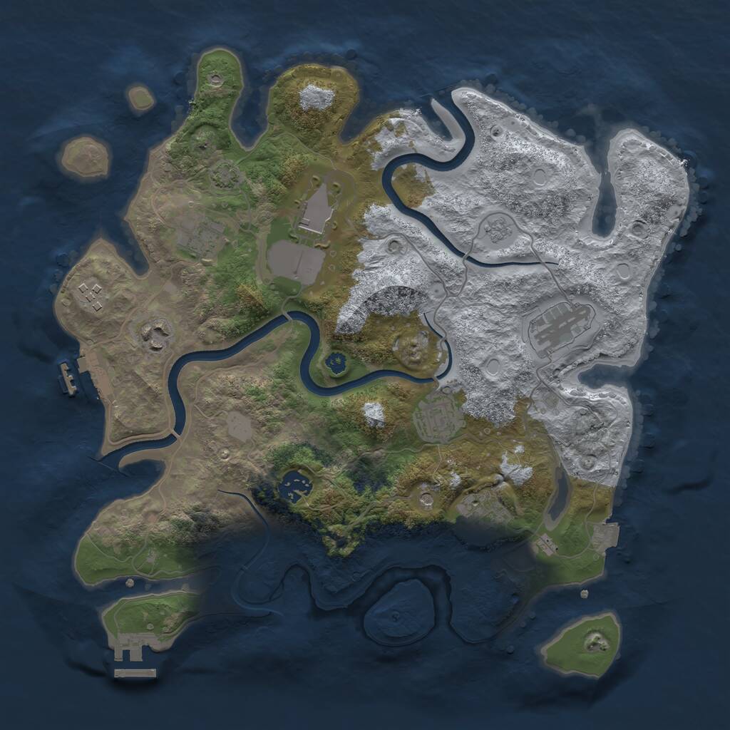 Rust Map: Procedural Map, Size: 3530, Seed: 26425176, 14 Monuments