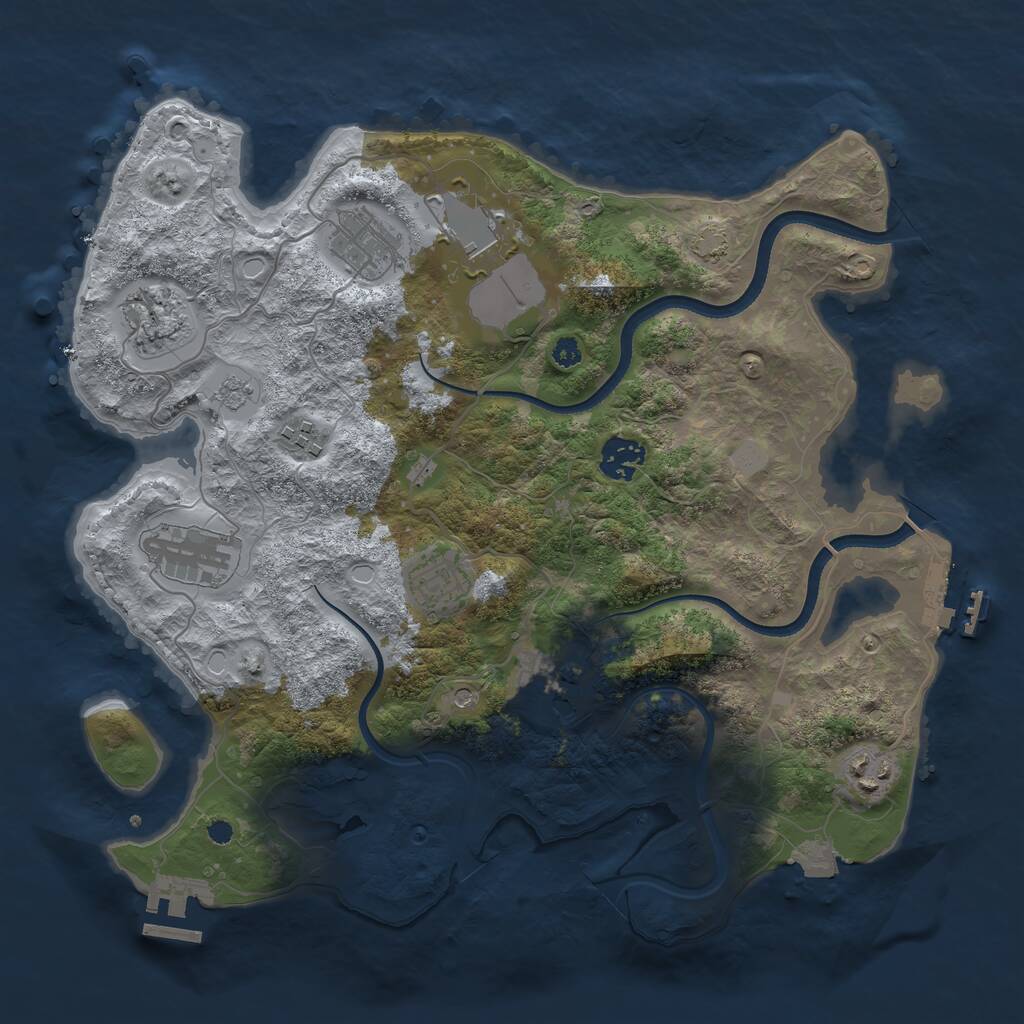 Rust Map: Procedural Map, Size: 3500, Seed: 801108517, 15 Monuments