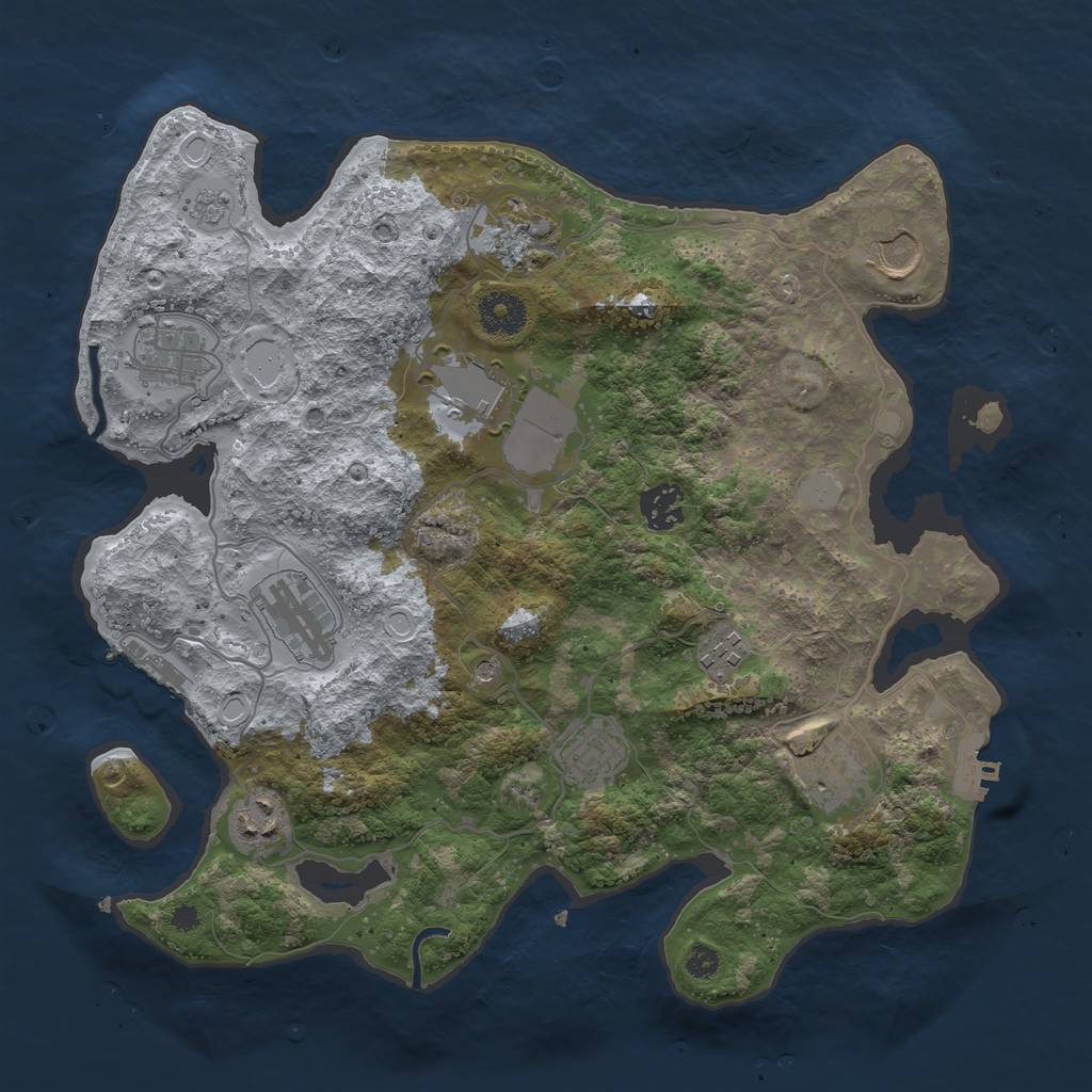 Rust Map: Procedural Map, Size: 3500, Seed: 801108517, 19 Monuments