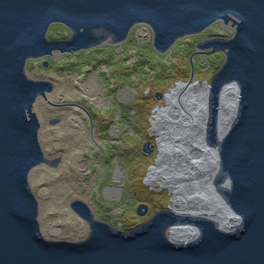 Rust Map: Procedural Map, Size: 3500, Seed: 26822, 13 Monuments
