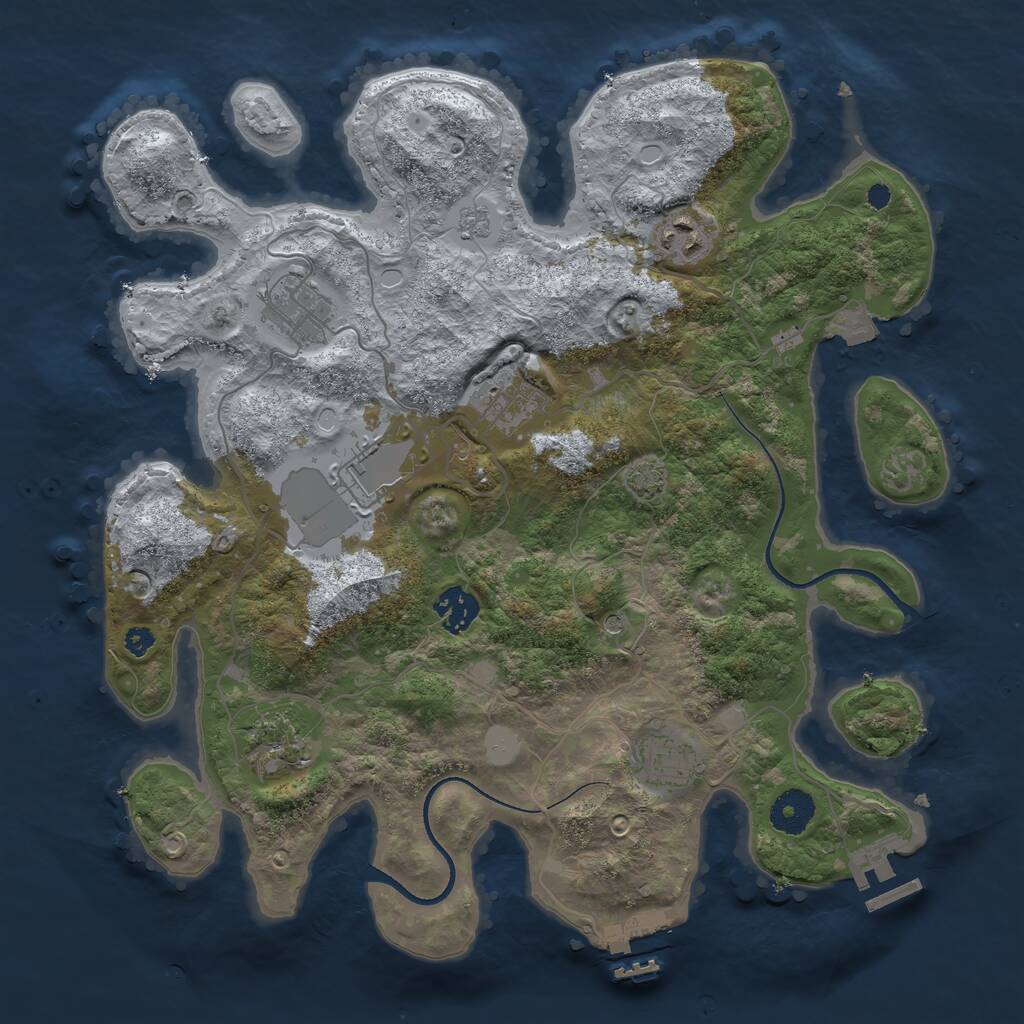 Rust Map: Procedural Map, Size: 3500, Seed: 206868120, 13 Monuments