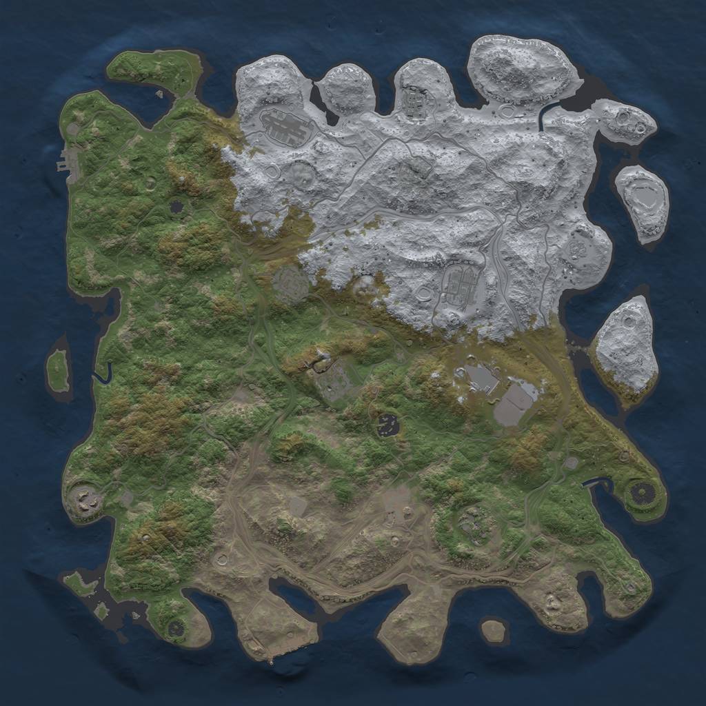 Rust Map: Procedural Map, Size: 4500, Seed: 31347377, 19 Monuments