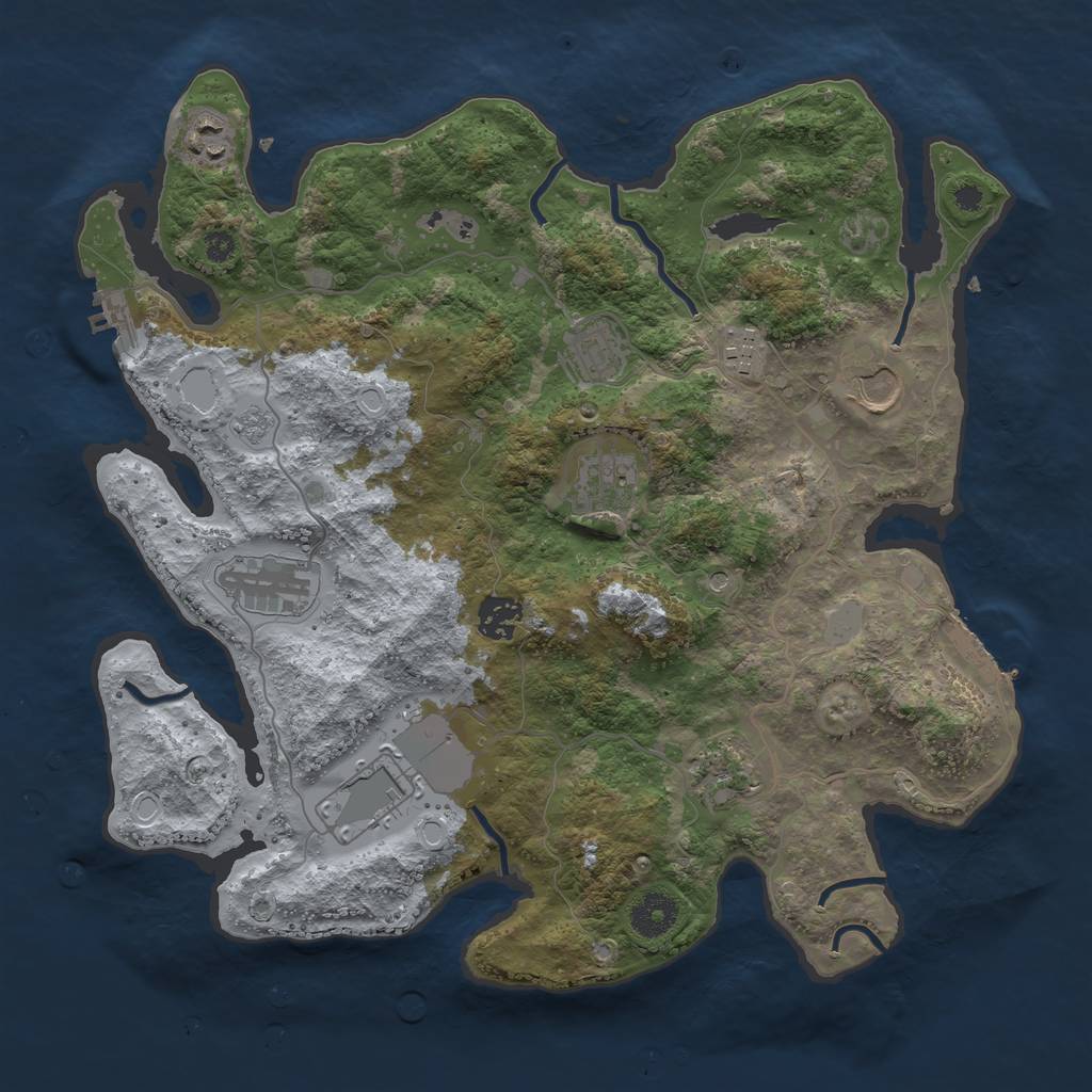 Rust Map: Procedural Map, Size: 3600, Seed: 19840404, 18 Monuments