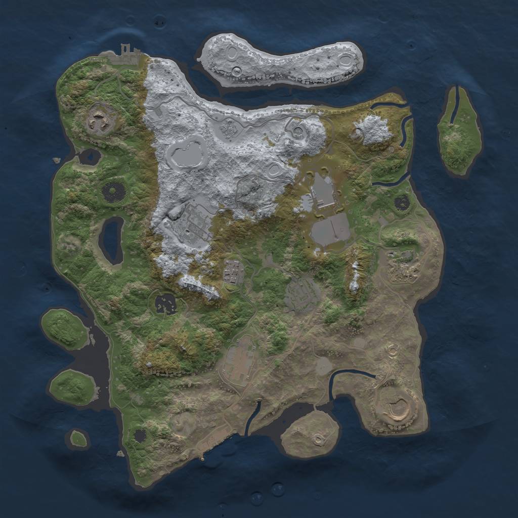 Rust Map: Procedural Map, Size: 3500, Seed: 1585196013, 18 Monuments